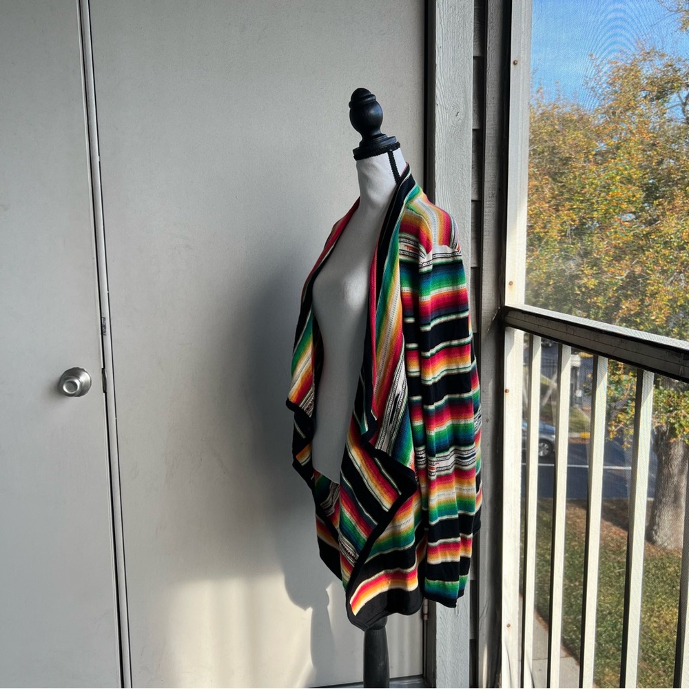 Vintage Ralph Lauren Multicolor Striped Cardigan Poncho - Picture 11 of 12